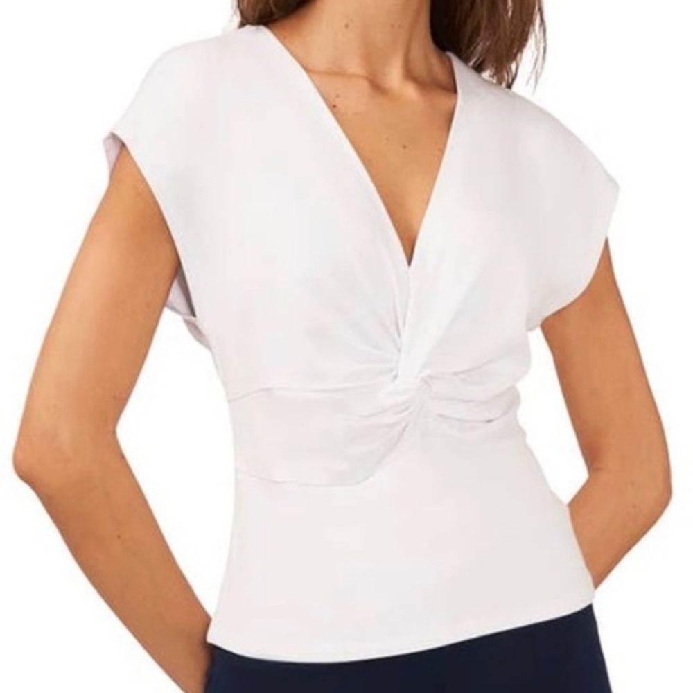Halogen Stretch Dressy Knit Twist-knot Front Sleeveless slight crop Size XS - Picture 12 of 12